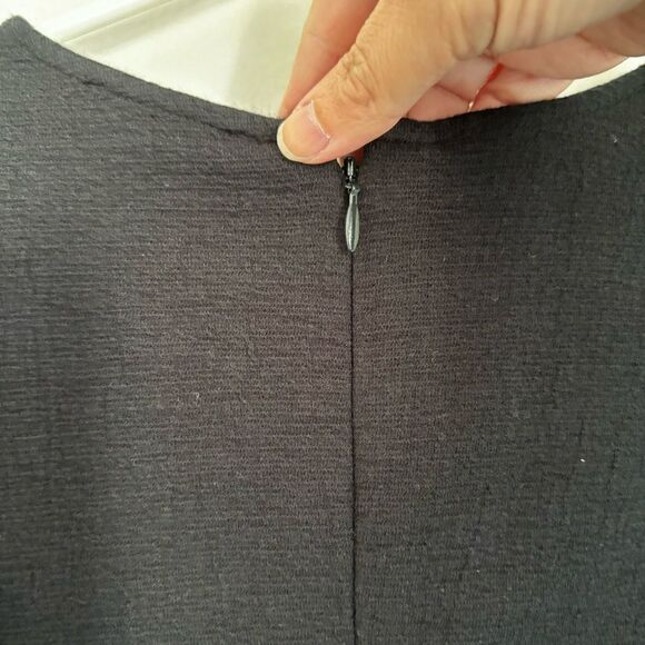 COS Women long sleeve crew neck little black dress with shoulder pads medium NWT - Picture 8 of 12